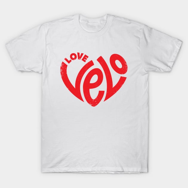 Love Velo, Love Cycling - Red T-Shirt by TinyTenacious